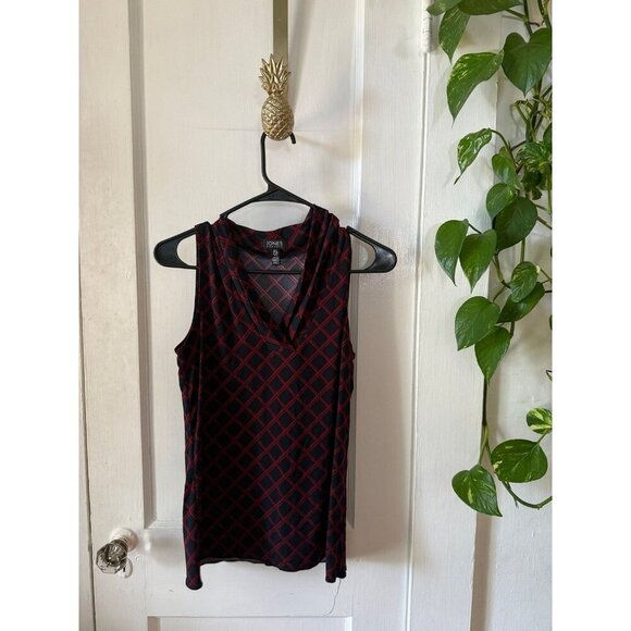Jones New York women’s size small red and dark blue blouse - Picture 1 of 8